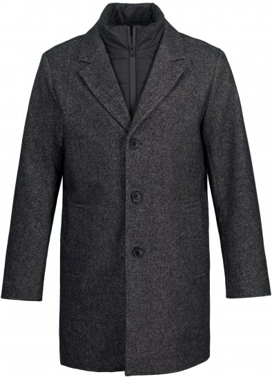 JP1880 Coat Wool Blend Quilted Insert Black - Jassen - Grote Maten Herenjassen