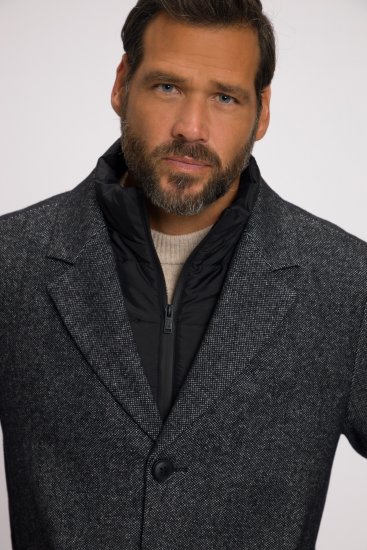JP1880 Coat Wool Blend Quilted Insert Black - Jassen - Grote Maten Herenjassen