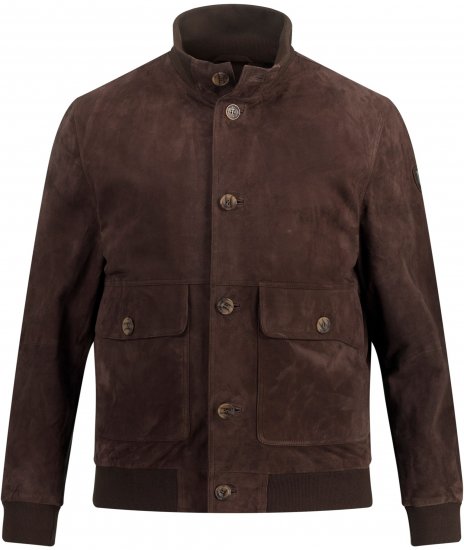 JP1880 Leather Jacket Goat Suede Espresso Brown - Jassen - Grote Maten Herenjassen