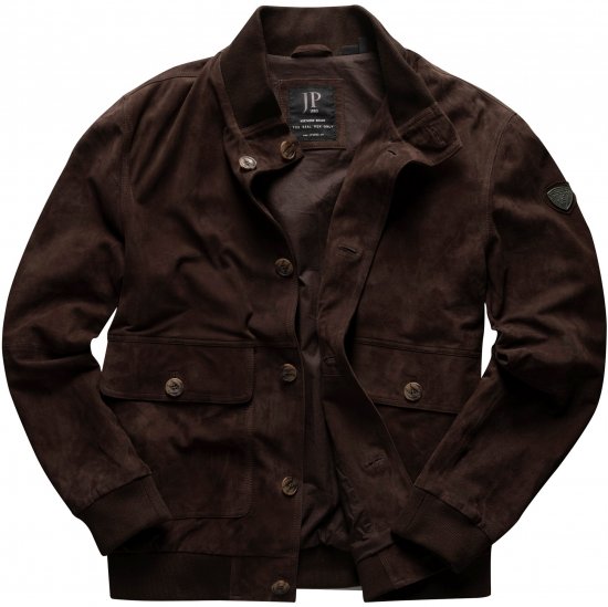 JP1880 Leather Jacket Goat Suede Espresso Brown - Jassen - Grote Maten Herenjassen