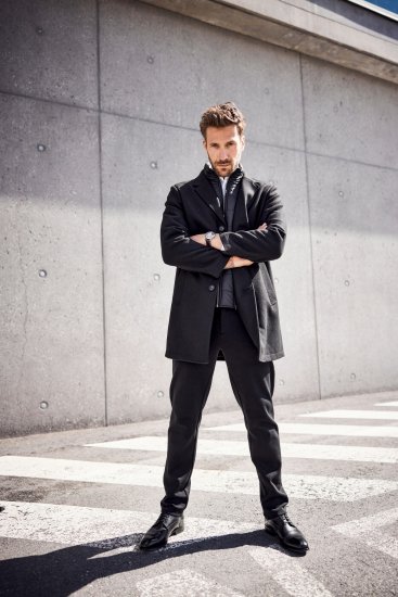 JP1880 Coat Wool Blend Quilted Black - Jassen - Grote Maten Herenjassen