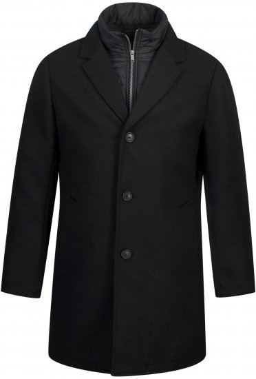 JP1880 Coat Wool Blend Quilted Black - Jassen - Grote Maten Herenjassen