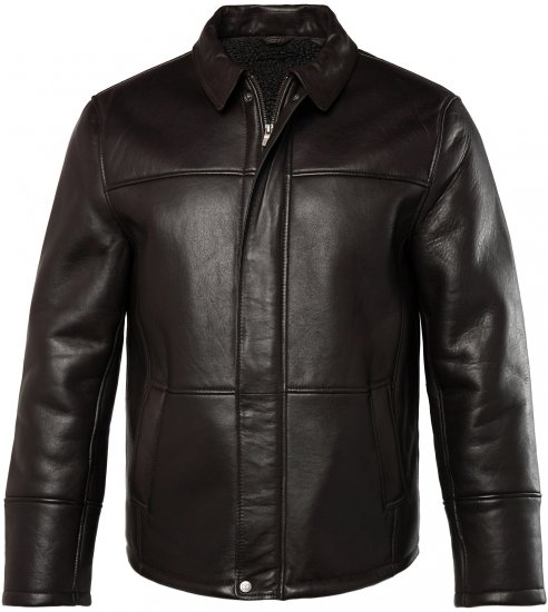 JP1880 Leather Jacket Soft Lamb Nappa Dark Brown - Jassen - Grote Maten Herenjassen