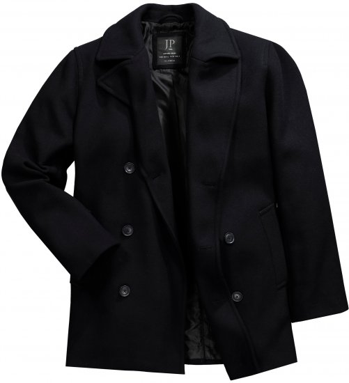 JP1880 Caban Short Double-breasted Overcoat Navy - Jassen - Grote Maten Herenjassen