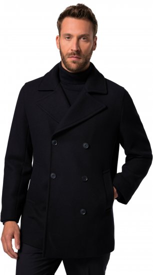 JP1880 Caban Short Double-breasted Overcoat Navy - Jassen - Grote Maten Herenjassen