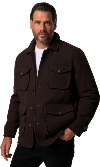 JP1880 Field Jacket Dark Brown - Jassen - Grote Maten Herenjassen