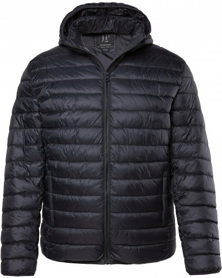JAY-PI Lightly Quilted Jacket with a Hoodie Black - Jassen - Grote Maten Herenjassen