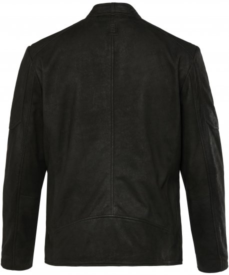 STHUGE Leather Biker Jacket Lamb Nappa Leather Black - Jassen - Grote Maten Herenjassen