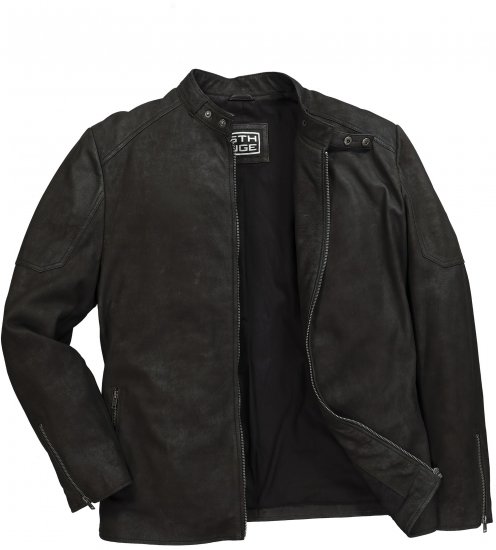 STHUGE Leather Biker Jacket Lamb Nappa Leather Black - Jassen - Grote Maten Herenjassen