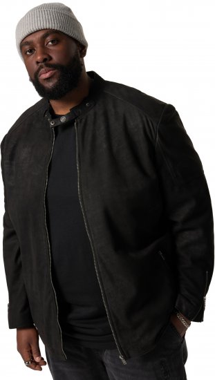 STHUGE Leather Biker Jacket Lamb Nappa Leather Black - Jassen - Grote Maten Herenjassen