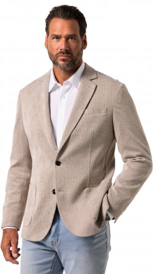 JP1880 Jacket Business Checked Beige - Pakken - Grote Maten Kostuum Heren
