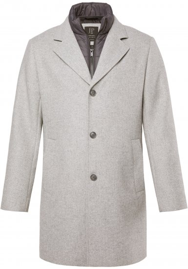 JP1880 Wool Blend Coat with Nylon Insert Grey - Jassen - Grote Maten Herenjassen