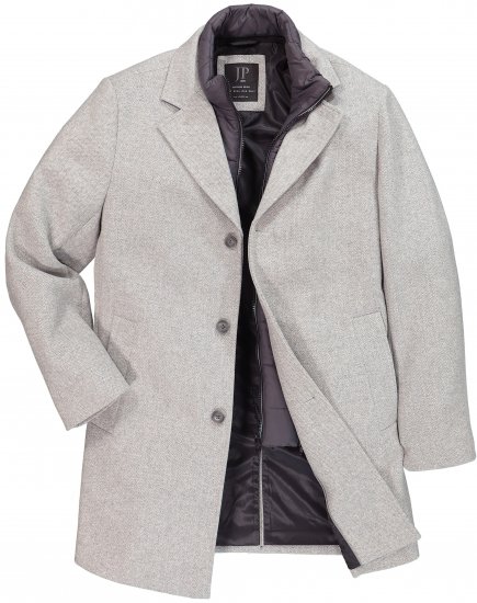 JP1880 Wool Blend Coat with Nylon Insert Grey - Jassen - Grote Maten Herenjassen