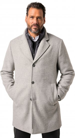 JP1880 Wool Blend Coat with Nylon Insert Grey - Jassen - Grote Maten Herenjassen