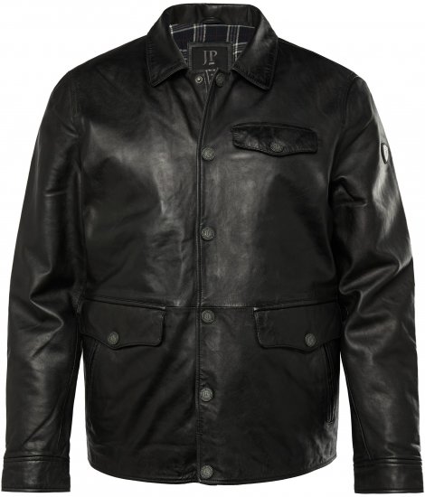 JP1880 Leather Jacket Finest Lamb Nappa Black - Jassen - Grote Maten Herenjassen