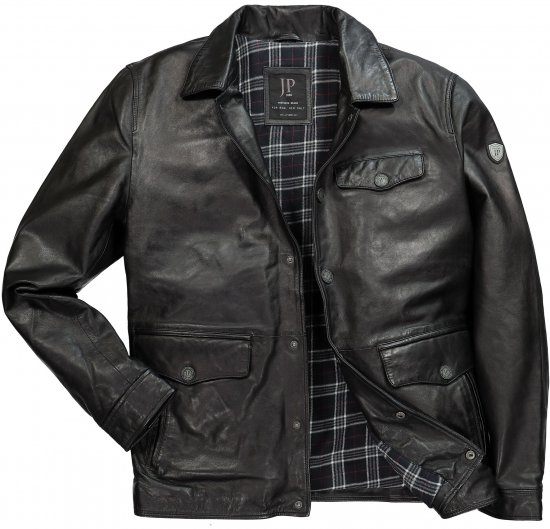 JP1880 Leather Jacket Finest Lamb Nappa Black - Jassen - Grote Maten Herenjassen