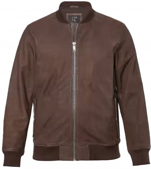 JP1880 Jacket Buffed Nubuck Lamb Leather Brown - Jassen - Grote Maten Herenjassen