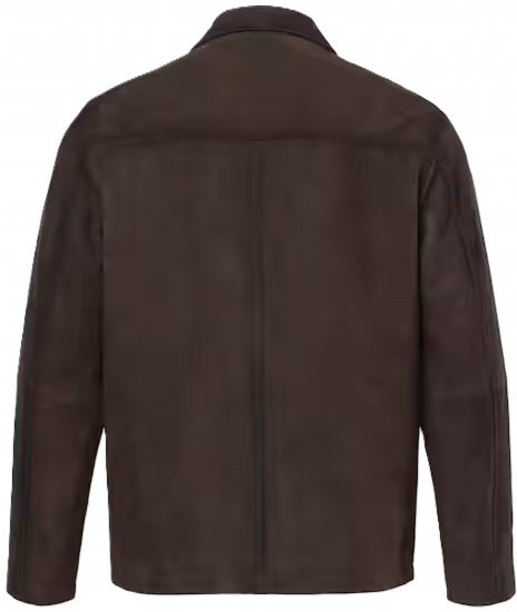 JP1880 Leather Jacket Goat Suede Shirt Collar Dark Brown - Jassen - Grote Maten Herenjassen