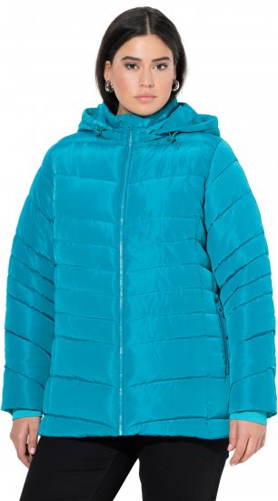 Ulla Popken Quilted Water Repellent Jacket Turquoise - Jassen - 