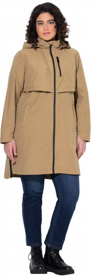 Ulla Popken Hooded with Zippered Pockets and Zippered Side Slits Jacket Mocha - Jassen - 
