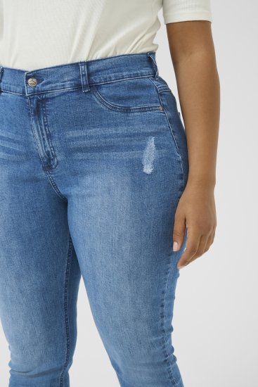 Kaffe Curve Laurina Jeans Washed/Destroyed Blue Denim - Jeans & Broeken in Grote Maten – Plus Size - 
