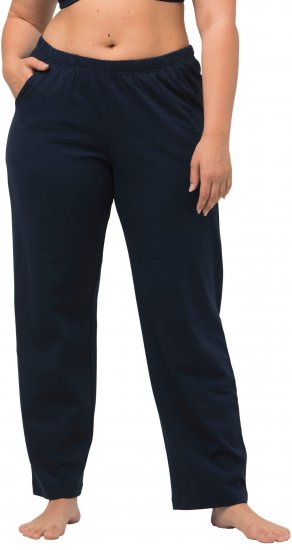 Ulla Popken Bootcut Elastic Waist Cotton French Terry Sport Pants Night Blue - Jeans & Broeken in Grote Maten – Plus Size - 