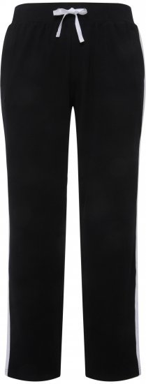 Ulla Popken Side Stripe Adjustable Drawstring Waist Joggers Black - Jeans & Broeken in Grote Maten – Plus Size - 