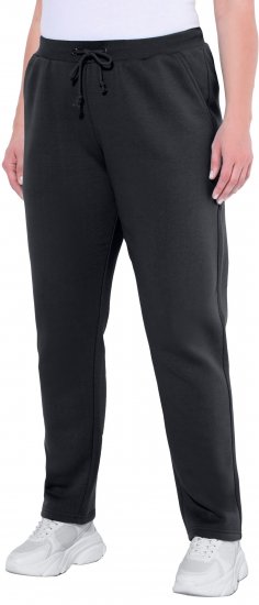 Ulla Popken Basic Drawstring Elastic Waist Cotton Blend Joggers Black - Jeans & Broeken in Grote Maten – Plus Size - 