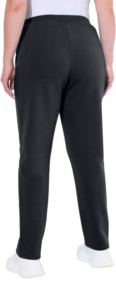 Ulla Popken Basic Drawstring Elastic Waist Cotton Blend Joggers Black - Jeans & Broeken in Grote Maten – Plus Size - 