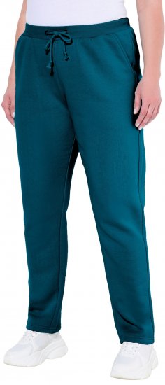Ulla Popken Basic Drawstring Elastic Waist Cotton Blend Joggers Cerulean - Jeans & Broeken in Grote Maten – Plus Size - 