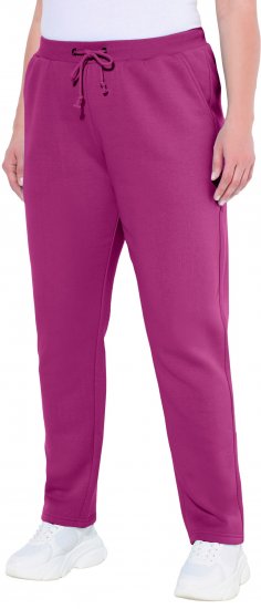 Ulla Popken Basic Drawstring Elastic Waist Cotton Blend Joggers Berry - Jeans & Broeken in Grote Maten – Plus Size - 