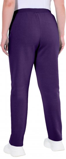 Ulla Popken Basic Drawstring Elastic Waist Cotton Blend Joggers Deep Violet - Jeans & Broeken in Grote Maten – Plus Size - 