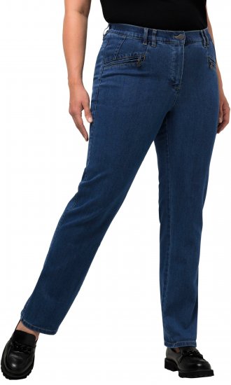 Ulla Popken Mony Elastic Waist Zip Pocket Jeans Blue Denim - Jeans & Broeken in Grote Maten – Plus Size - 