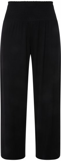 Ulla Popken Wide Leg Smocked Waist Knit Pants Black - Jeans & Broeken in Grote Maten – Plus Size - 