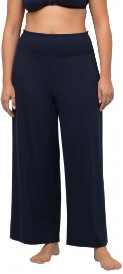 Ulla Popken Wide Leg Smocked Waist Knit Pants Night Blue - Jeans & Broeken in Grote Maten – Plus Size - 