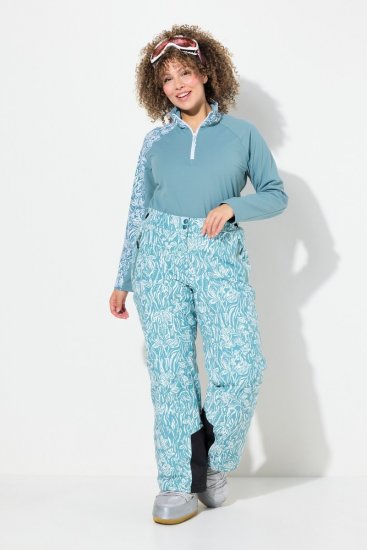 Ulla Popken Floral Print Ski Pants Ice Green - Skikleding - 