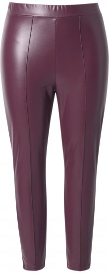 Ulla Popken Metallic Faux Leather Leggings Plum - Jeans & Broeken in Grote Maten – Plus Size - 