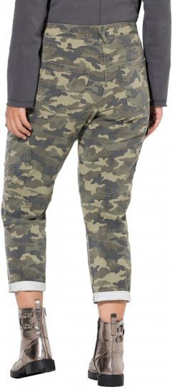 Ulla Popken Camo Boyfriend Pants Olive Grey - Jeans & Broeken in Grote Maten – Plus Size - 