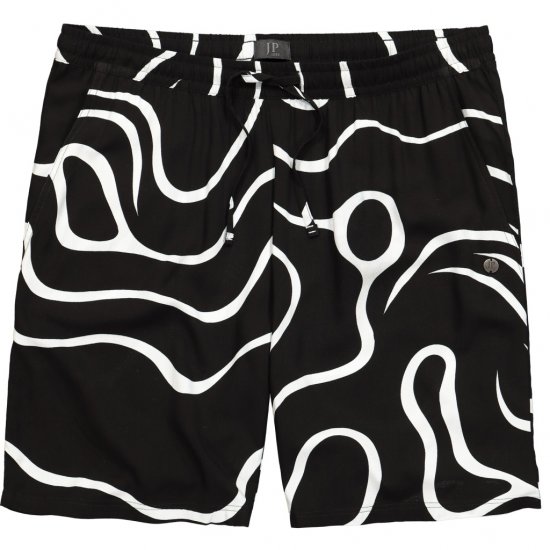 JP1880 Bermuda Shorts Soft Viscose All-over Print Black - Shorts - Grote Maten Korte Broeken Heren