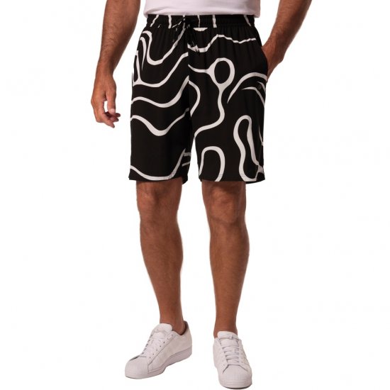 JP1880 Bermuda Shorts Soft Viscose All-over Print Black - Shorts - Grote Maten Korte Broeken Heren