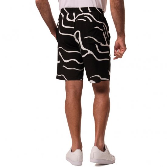 JP1880 Bermuda Shorts Soft Viscose All-over Print Black - Shorts - Grote Maten Korte Broeken Heren