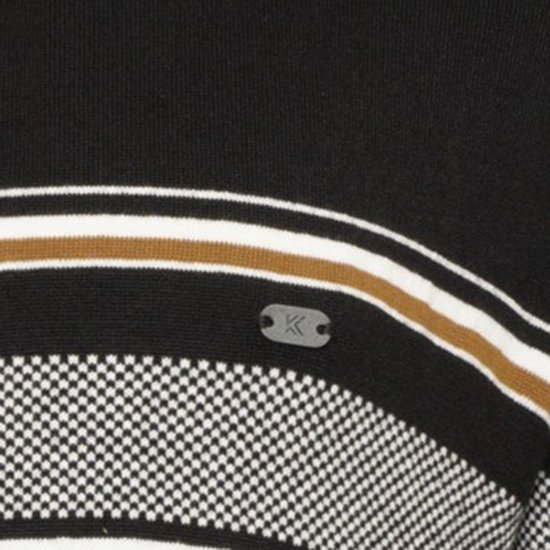 Kam Jeans 93 Stripe 1/4 Zipper Knitted Sweater Black - Sweaters & hoodies - Sweaters & Hoodies Grote Maten Heren