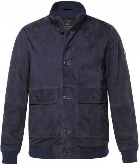 JP1880 Soft Goatskin Suede Leather Jacket Navy - Leren jassen - Leren jassen in grote maten