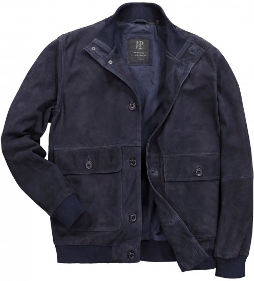 JP1880 Soft Goatskin Suede Leather Jacket Navy - Leren jassen - Leren jassen in grote maten