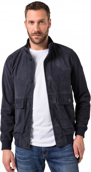 JP1880 Soft Goatskin Suede Leather Jacket Navy - Leren jassen - Leren jassen in grote maten