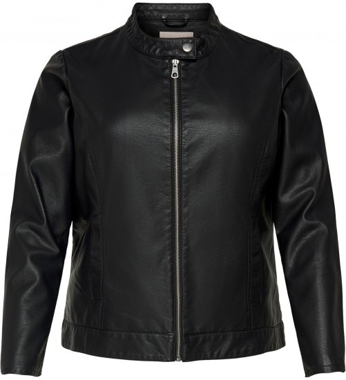Only Carmakoma Robber Leather Jacket Black - Leren jassen - 