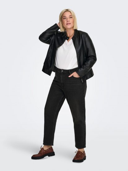 Only Carmakoma Robber Leather Jacket Black - Leren jassen - 
