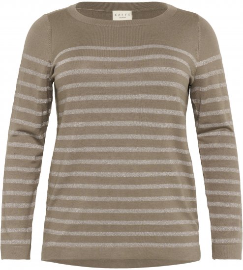 Kaffe Curve Linia Boatneck Pullover Morel Melange with Silver Lurex - Gebreide truien - 