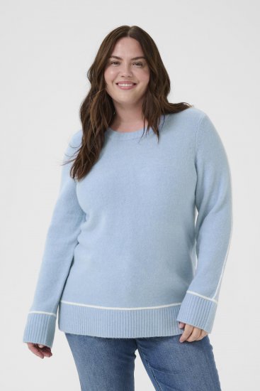 Kaffe Curve Jina Knit Pullover Powder Blue Melange - Gebreide truien - 