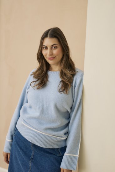 Kaffe Curve Jina Knit Pullover Powder Blue Melange - Gebreide truien - 